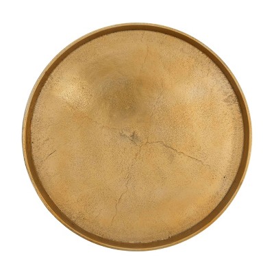 Antique Gold Round Metal Nesting Tables, Set of 2