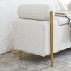 Upholstered Linen Storage Bench with Cylindrical Arms and Iron Legs for Hallway Living Room Bedroom - 4 of 4