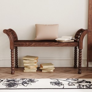 TiramisuBest 43" Solid Oak Wood Bench with Woven Cane Seat, Natural Dining Bench for Bedroom, Entryway, Living Room, Compact & Breathable - 1 of 4