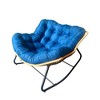 Gulches 450LB Rattan Rocking Chair with 9.7Ibs UltraPlush Cushion, AntiTip Design Lounge Chair for Balcony, Living Room, Garden  (Blue) - 4 of 4