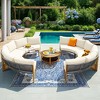 Half Moon Outdoor Seating Group Patio, 6-Person Acacia Wood Sectional Sofa with Coffee Table & Water-Resistant Cushions - 2 of 4