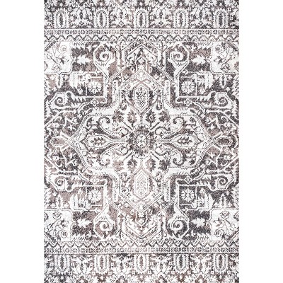 Ivory Medallion Easy-Care Synthetic Area Rug