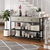 Console Table, Sofa Table, Industrial Entryway Table with 2 Drawers and 2 Tiers Shelf - 2 of 4