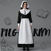 Joyfy Women's Colonial Pioneer Costume Set | Black Long Dress with Attached Apron & Bonnet | Historical Thanksgiving, Halloween Role-Play Outfit - 2 of 4