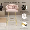 QingMoon Velvet Bar Stools, Hand Woven Counter Height Chairs Set of 2 with Wave Backrest and Adjustable Non-Slip Glides for Kitchen Island, Pub - 4 of 4