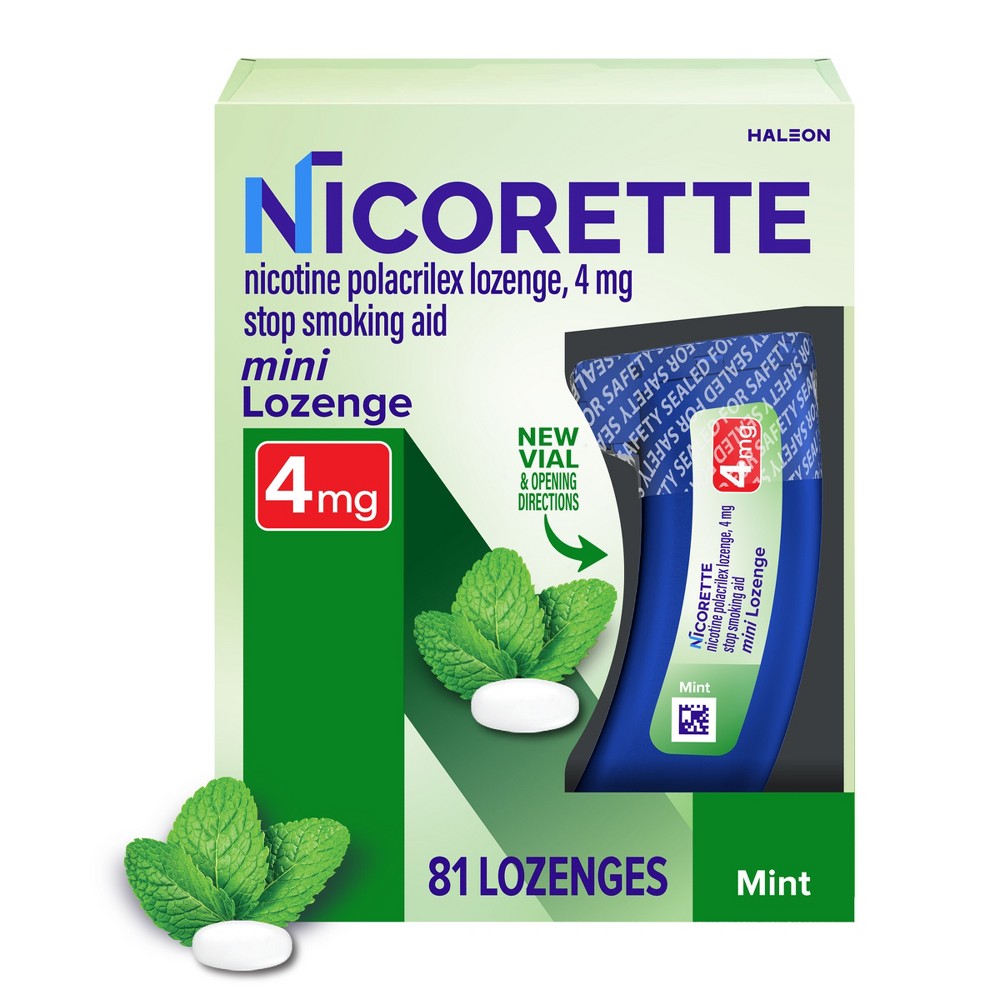 Nicorette 4mg Stop Smoking Aid Nicotine Mini Lozenge - Mint - 81ct