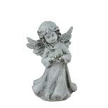 Northlight 6.5" Angel Girl Holding Flower Outdoor Garden Statue