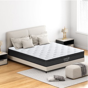 Vynxaria 10-Inch Queen Hybrid Mattress, Medium Firm, Individually Pocketed Innerspring, 3D Knitted Cover, Cooling Gel Memory Foam, CertiPUR-US - 1 of 4