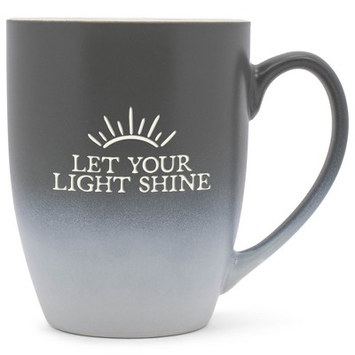 Elanze Designs Let Your Light Shine Two Toned Ombre Matte Gray and White 12 ounce Ceramic Stoneware Coffee Cup Mug