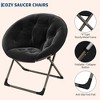 Saucer Chair, Comfy Chair Faux Fur Lounge Moon Chair with Folding Metal Frame, Oversized Plush Foldable Flower Accent Seat - 4 of 4