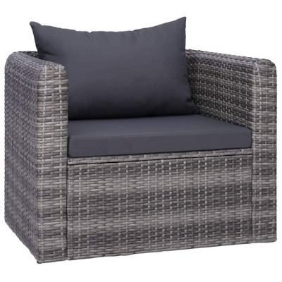 vidaXL Classy Gray Patio Chair- Suitable for Outdoor Use, Easy Assembly, Poly Rattan & Steel Frame