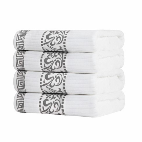 White towels online with gray trim