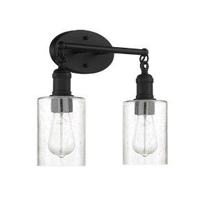 Sunset Lighting Clyde Vanity, Steel Round Glass Clear Seedy Matte Black Finish - 1 of 3