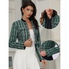 INSPIRE CHIC Women's Double Breasted Open Front Elegant Plaid Tweed Crop Blazer - 2 of 4