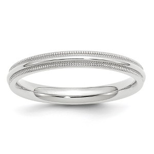 Black Bow Jewelry 3mm 10K White or Yellow Gold Half Round Milgrain Comfort Fit Band - 1 of 4