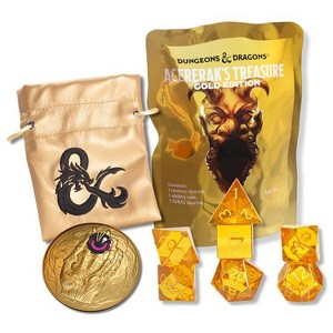 Dungeons & Dragons Acerak's Treasure Pack - Gold Edition,7pc Dice,Coin & Bag,RPG - 1 of 4