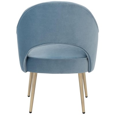 Light Blue Velvet Accent Chair with Gold Legs