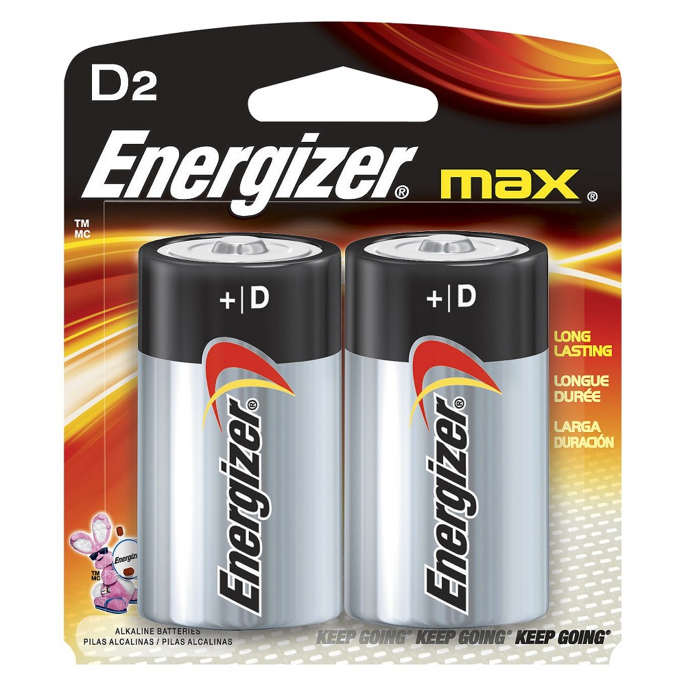 Energizer Max Alkaline D Batteries, 2 Pack