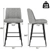 Vipbear Counter Height Swivel Bar Stools Set of 2, Upholstered Fabric Bar Stools with Backs, Metal Base, 26.9"/30.1" Seat Height - 2 of 4