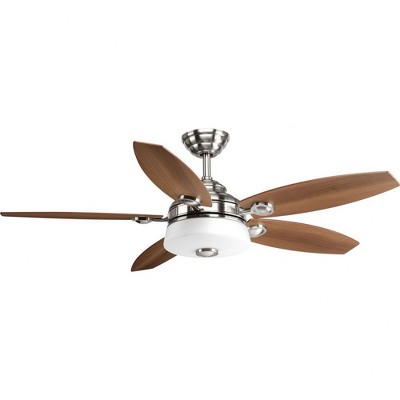 Progress Lighting Graceful 5-Light LED Ceiling Fan, Brushed Nickel, White Opal Glass Shade