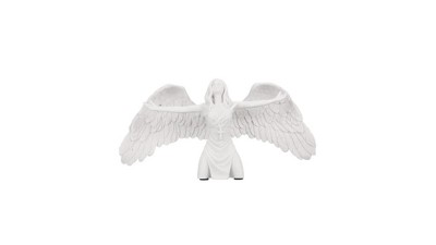Off-White Resin Angel Statue with 9-Inch Wingspan