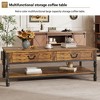 Coffee Table, 41'Rustic Coffee Table with 2 Storage Drawers - Rectangular Wood Table w/Metal Legs (Living Room/Office) - 3 of 4