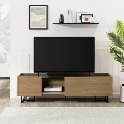 GDFStudio Allen Contemporary 63" Wood TV Stand with Storage Cubbies