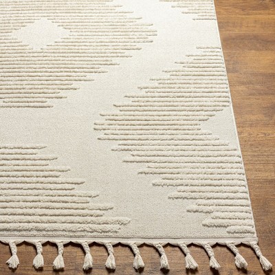 Trikomo Cream Synthetic Fur Square Area Rug 6'7" x 9'
