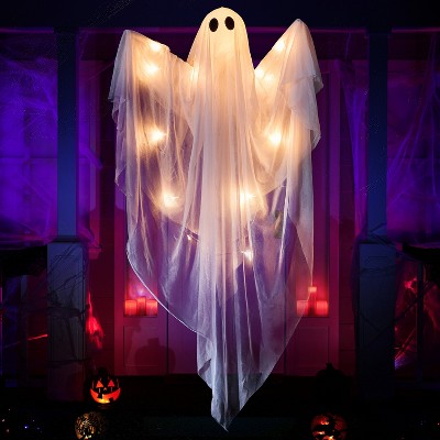 Joyfy 47’’ Halloween Light up Ghost Outdoor Decor, Hanging Ghost with LED Light for Haunted House Prop, Front Yard Lawn Garden Party Decor