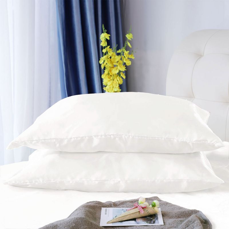 PiccoCasa Silk Satin Solid Reversible Bed Duvet Cover Set 3 Pcs, 6 of 8
