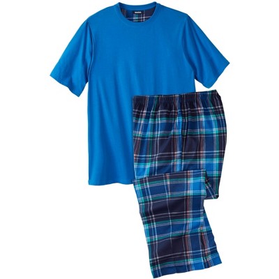 Kingsize Men's Big & Tall Jersey Knit Plaid Pajama Set - 4xl, Blue ...