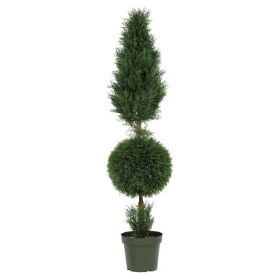 Artificial 5ft Cypress Ball And Cone Silk Tree Indoor/Outdoor - Nearly Natural