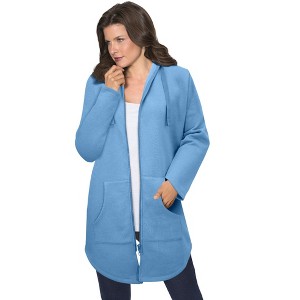 Roaman's Women's Plus Size Fleece Zip Hoodie Sweatshirt - 1 of 4