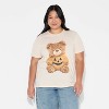 Women's Teddy Bear Pumpkin Short Sleeve Graphic Boyfriend T-Shirt - Beige - 2 of 3