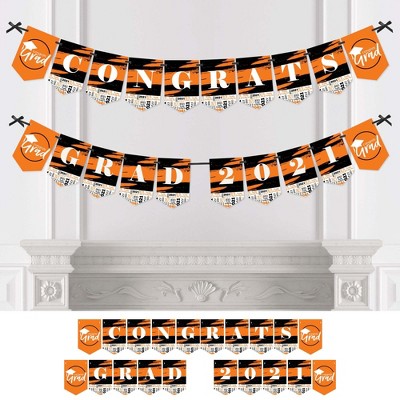Big Dot of Happiness Orange Grad - Best is Yet to Come - Orange Graduation Party Bunting Banner - Party Decorations - Congrats Grad 2021