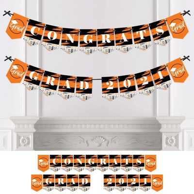 Big Dot of Happiness Orange Grad - Best is Yet to Come - Orange Graduation Party Bunting Banner - Party Decorations - Congrats Grad 2021