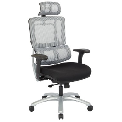 Vertical Mesh Back Chair with Shiny Base and Coal Free Flex Fabric with Headrest - OSP Home Furnishings