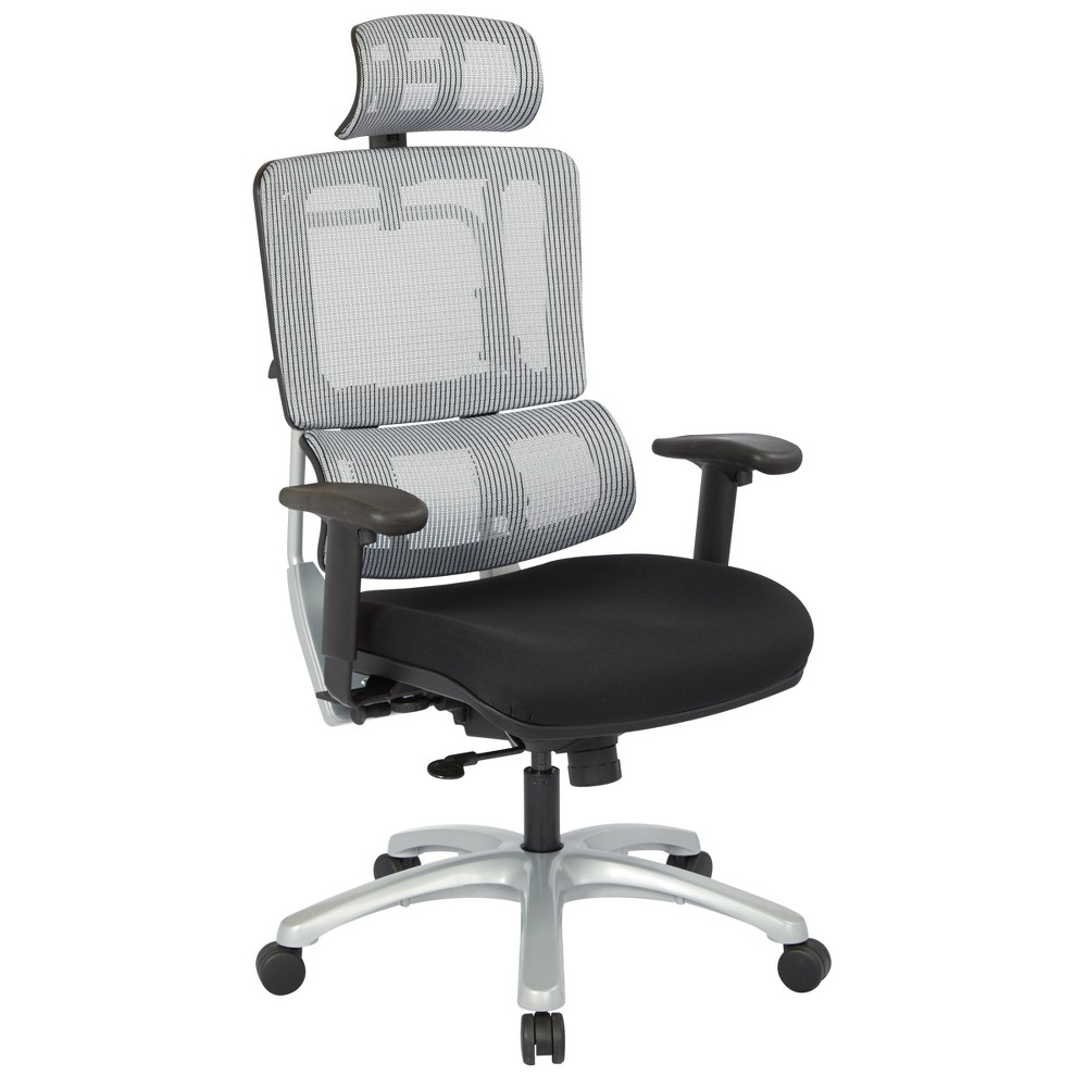 Photos - Computer Chair Vertical Mesh Back Chair with Base And Black Coal Free Flex Seat with Headrest Gray - OSP Home Furnishings: Ergonomic Adjust