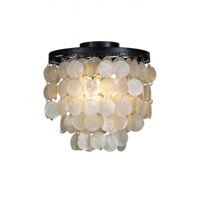 ALOADECOR 3-Light 13" Indoor Capiz Shell Flush Mount Coastal decor Ceiling Lights