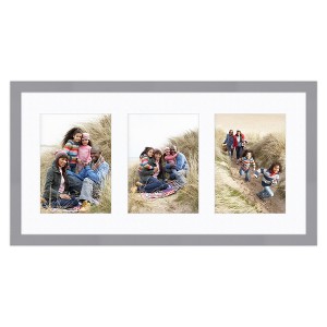 Courtside Market Classic Hues Portrait Frame Collection Grey 10"x20" 3-5x7 Openings - 1 of 2