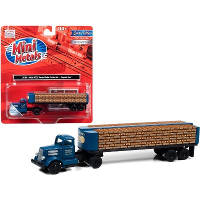 White WC22 Truck Tractor with Bottle Trailer Dark Blue "The Peoples Brewing Co." 1/87 (HO) Scale Model by Classic Metal Works