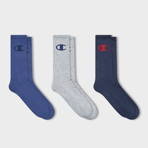 Champion Authentic Originals Men's 3pk Logo Cushion Crew Socks - 6-12 - 1 of 4