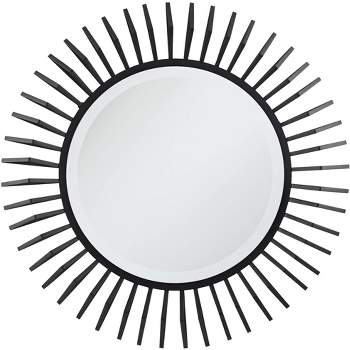 Uttermost Rays Matte Black 32 1/4" Round Sunburst Wall Mirror
