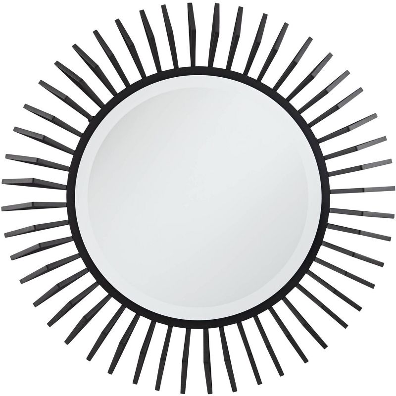 Uttermost Rays Matte Black 32 1/4" Round Sunburst Wall Mirror, 1 of 8