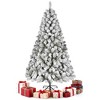 6ft Snow Flocked Artificial Christmas Tree Premium Hinged Xmas Pine Tree W/1000 Branch Tips & Metal Stand for Home Holiday Decoration - 2 of 4