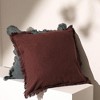 TopComfy Support Pillow Stonewashed Linen Throw Pillow with Handworked Edges and Fringe for Living Room Decor, Brown, 22"*22"*1" - 2 of 4