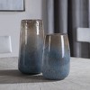 Uttermost Ione Seeded Glass Vases Set of 2 – Taupe to Light Blue Ombre, 13" & 11" Indoor Decorative Accents - 2 of 3