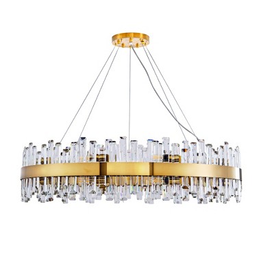 31.5" Luxury Dimmable Round K9 Crystal Ceiling Light Modern Chandeliers