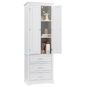 Ridstar 70 in. White Tall Storage Cabinet with Three Drawers for Bathroom/Office - 1 of 4