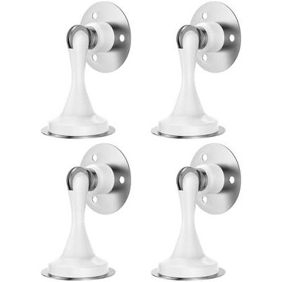 DOMETOUR Magnetic Door Stopper 6 Pack, Adhesive & Screw Mount, Stainless Steel, Wall/Floor Door Holder, White